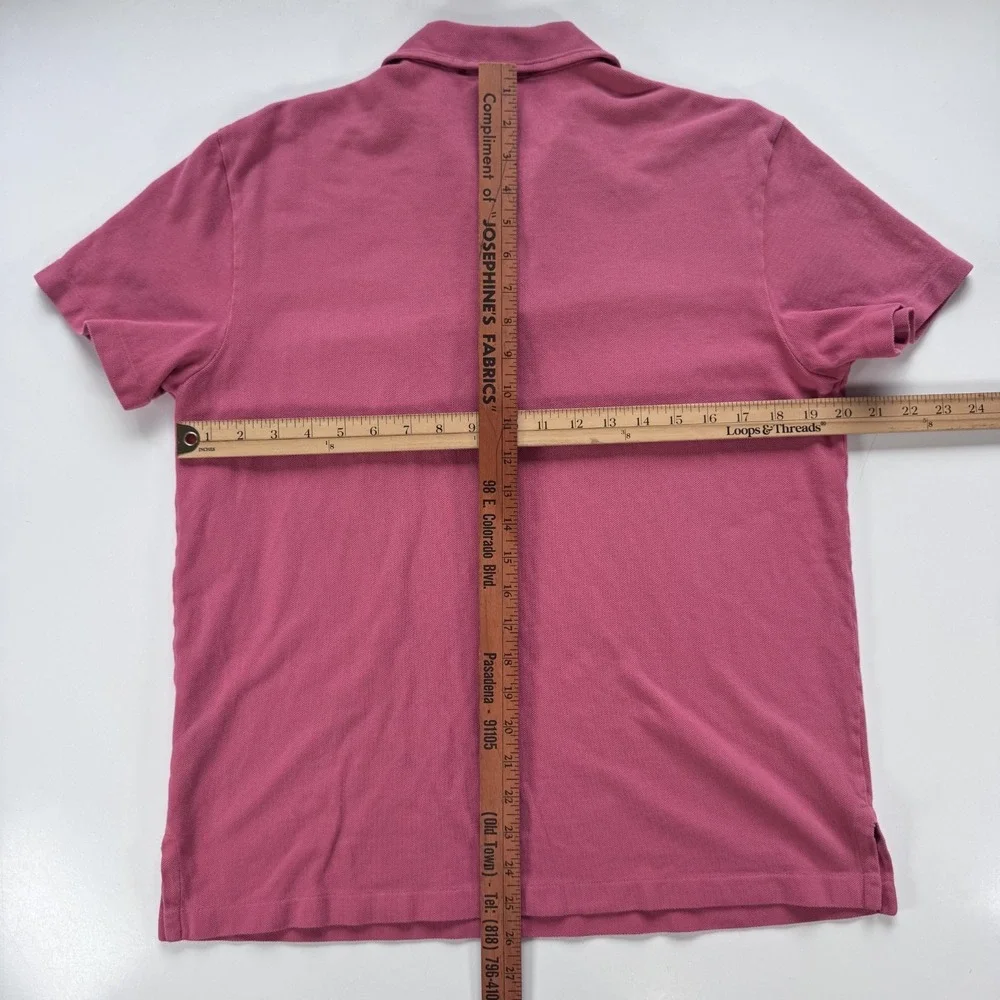 POLO RALPH LAUREN Short Sleeve Polo Pocket Shirt Mens Medium Custom Fit Pink